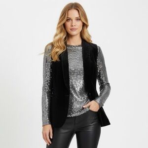 J. Jill Black Velvet Vest Silk Blend Velour Formal Size Medium Petite